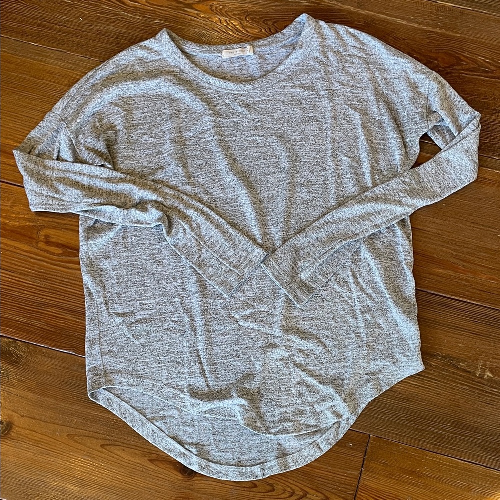 Rag & Bone XS Heathered Gray High Low Long Sleeve T-shirt Top